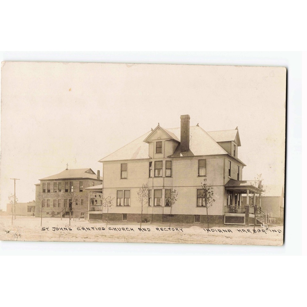 RPPC St John Cantius Church Rectory Indiana Harbor Indiana IN Real Photo